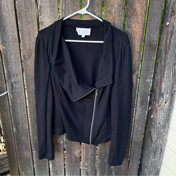Vince Camuto Two Black Asymmetrical Zip Moto Jacket Sz L - Picture 7 of 13